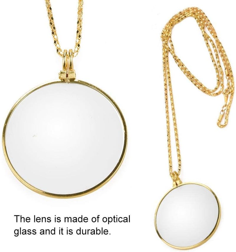 woobles 5X Necklace Magnifier, Magnifying Glass Necklace, Hanging Magnifier Pocket Monocle Lens Necklace Magnifying Glass Loupe Hanging Loupe Utility Monocle Lens for The Seniors Elders Aged Reading - Image 2